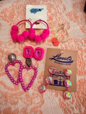 Pink Iridescent Drop Earrings - women’s bundle Accessories eareings